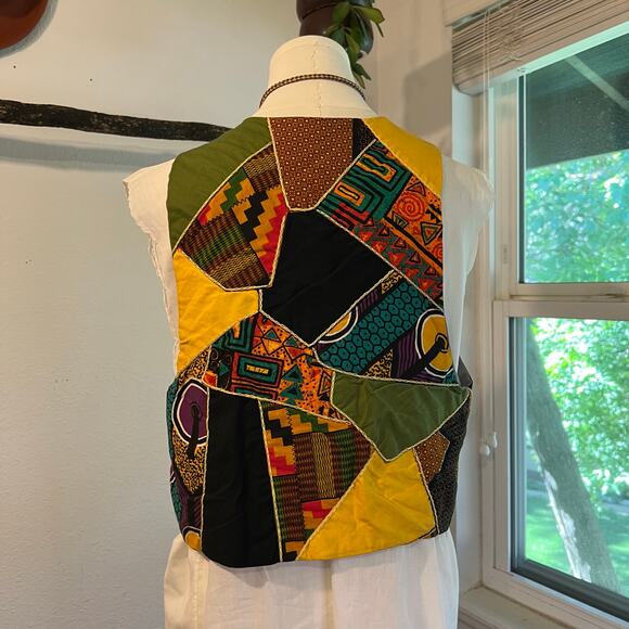 Handmade Boho Indie Vintage Patchwork Single Button Fitted Vest Size XS/Small - Picture 6 of 11